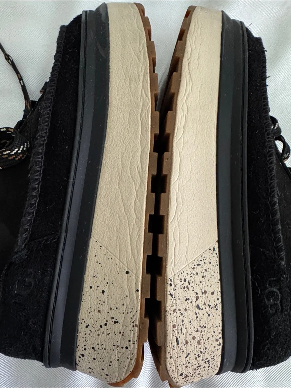 UGG women’s Black Suede Sneakers with Patterned Laces